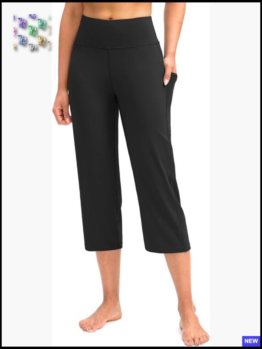 High Waist Capri Yoga Pants with Pockets Tummy Control Workout Leggings Crop